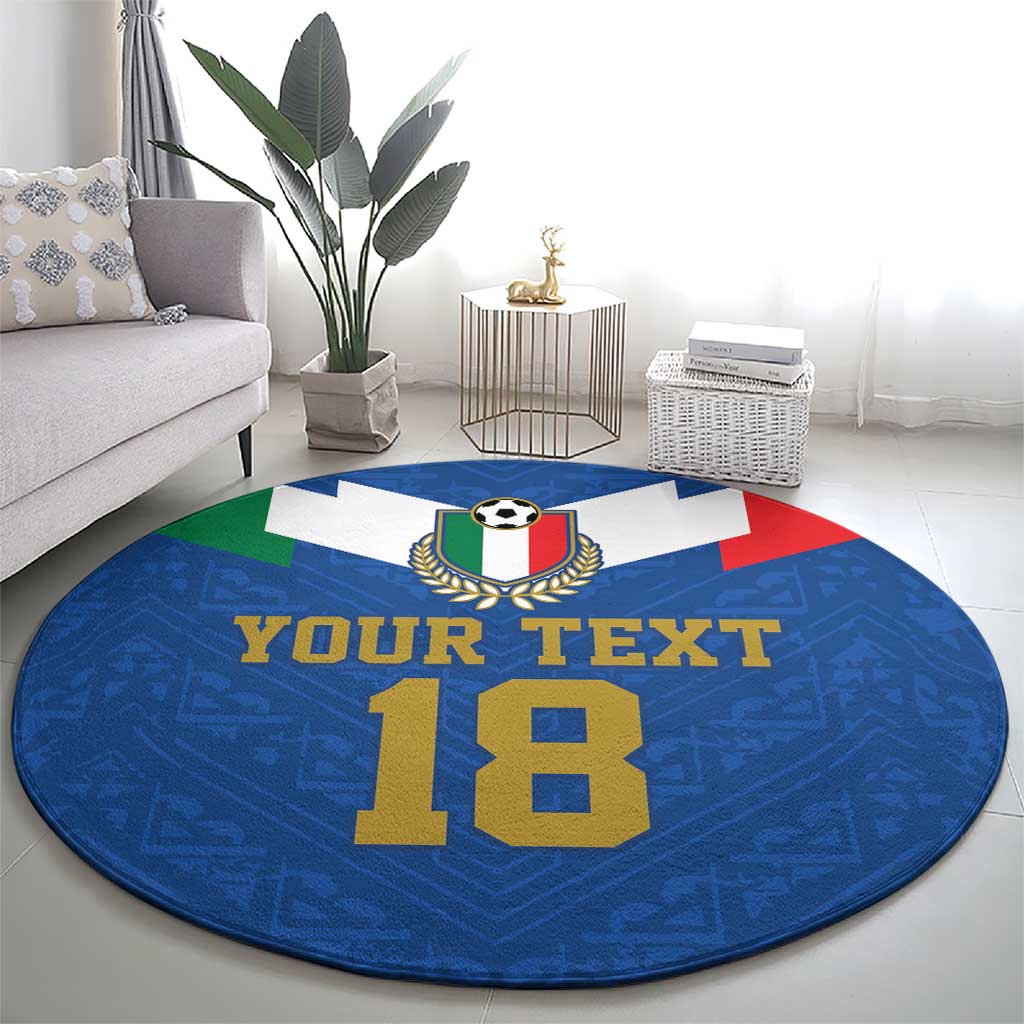Custom Italy Football Round Carpet Come On Gli Azzurri