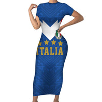 Custom Italy Football Short Sleeve Bodycon Dress Come On Gli Azzurri