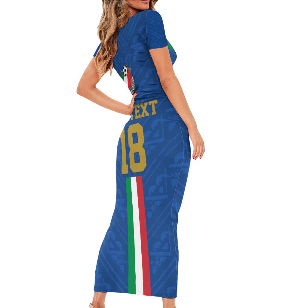Custom Italy Football Short Sleeve Bodycon Dress Come On Gli Azzurri