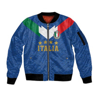 Custom Italy Football Sleeve Zip Bomber Jacket Come On Gli Azzurri