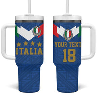 Custom Italy Football Tumbler With Handle Come On Gli Azzurri