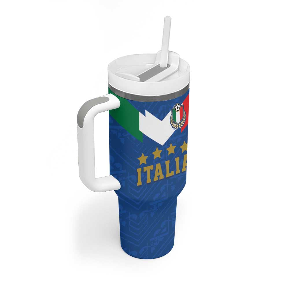 Custom Italy Football Tumbler With Handle Come On Gli Azzurri