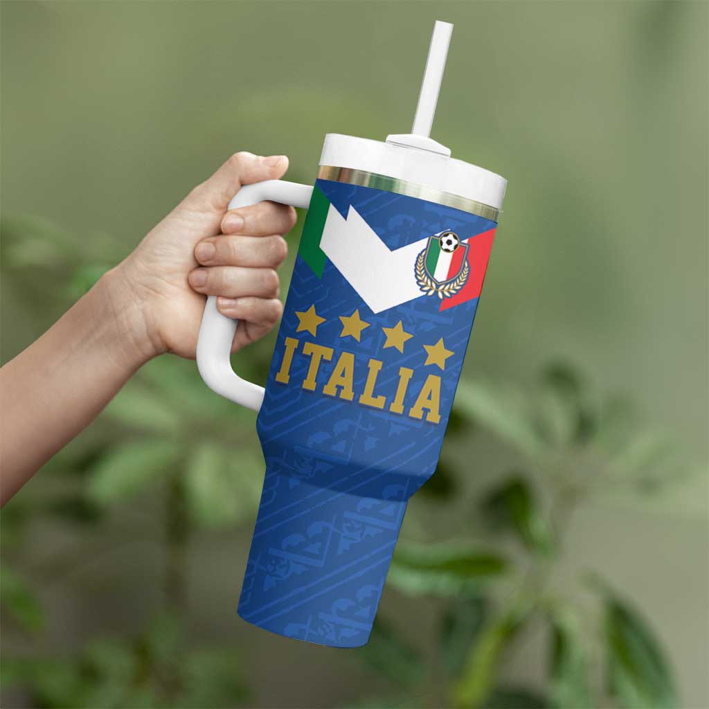 Custom Italy Football Tumbler With Handle Come On Gli Azzurri