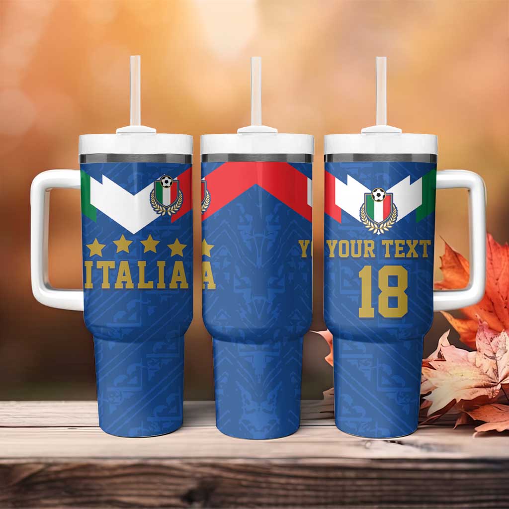 Custom Italy Football Tumbler With Handle Come On Gli Azzurri