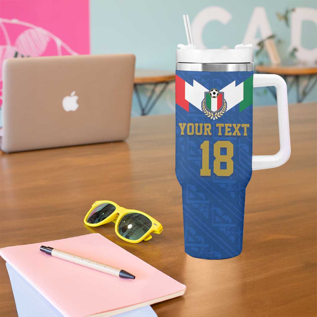 Custom Italy Football Tumbler With Handle Come On Gli Azzurri