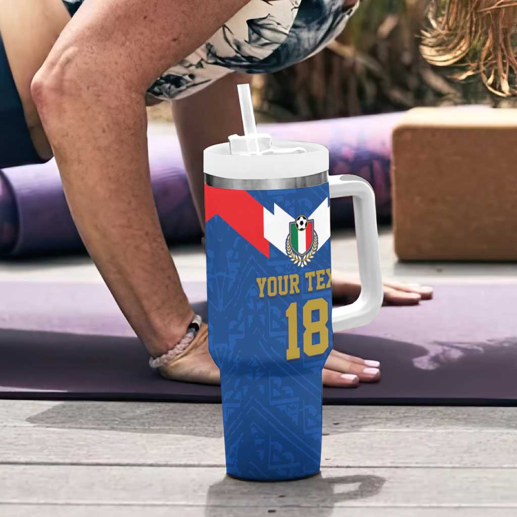 Custom Italy Football Tumbler With Handle Come On Gli Azzurri