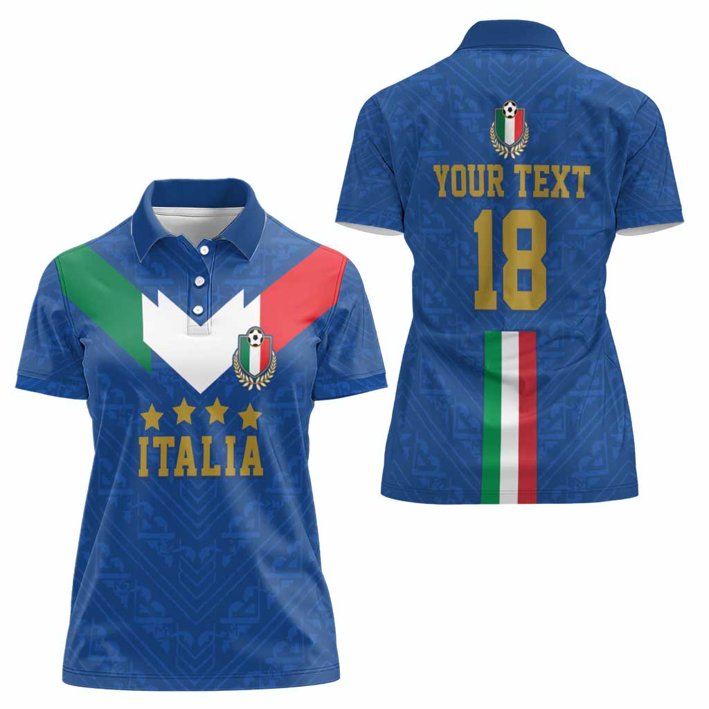 Custom Italy Football Women Polo Shirt Come On Gli Azzurri