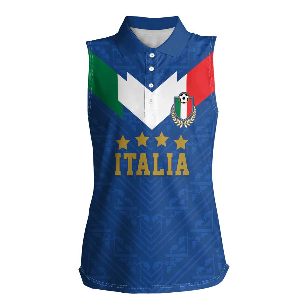 Custom Italy Football Women Sleeveless Polo Shirt Come On Gli Azzurri