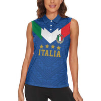 Custom Italy Football Women Sleeveless Polo Shirt Come On Gli Azzurri