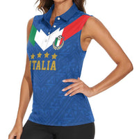 Custom Italy Football Women Sleeveless Polo Shirt Come On Gli Azzurri