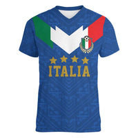 Custom Italy Football Women V-Neck T-Shirt Come On Gli Azzurri
