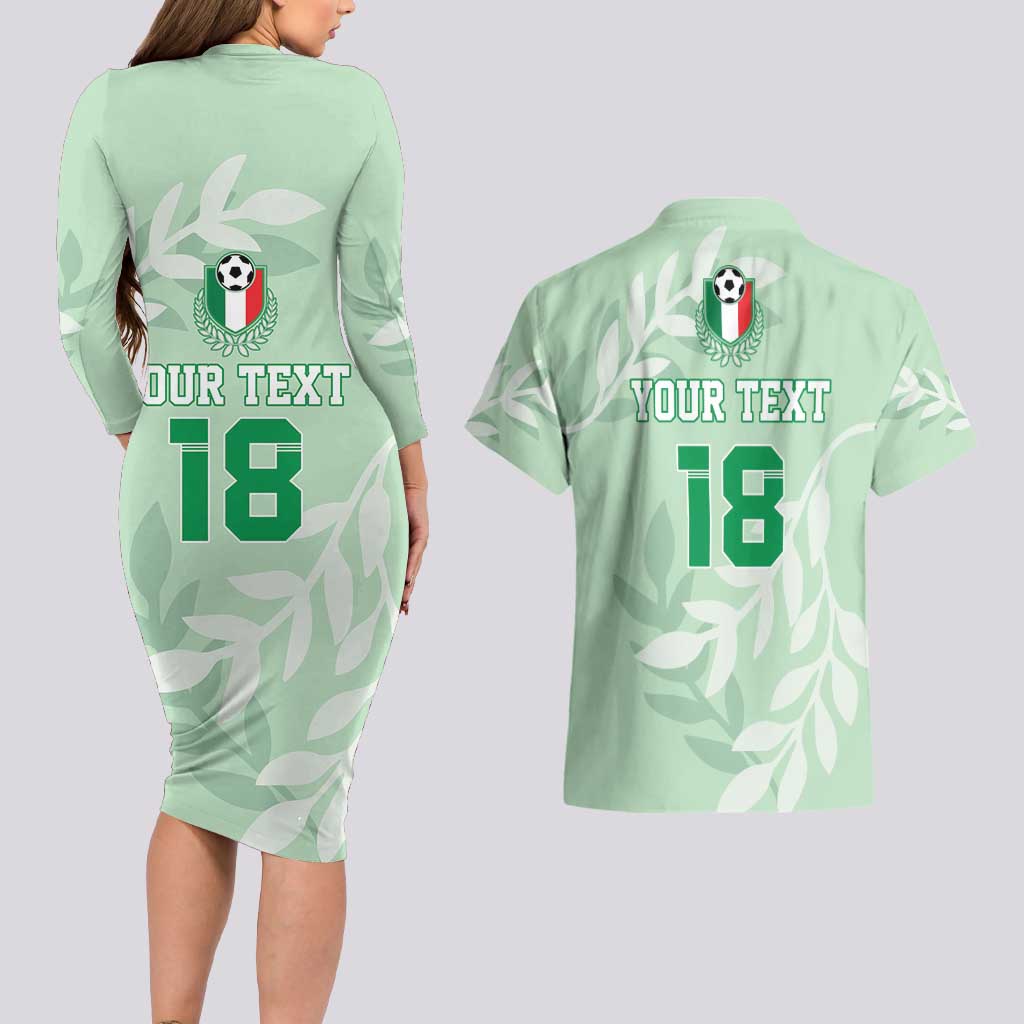 Custom Italy Football Couples Matching Long Sleeve Bodycon Dress and Hawaiian Shirt Nazionale di calcio dell'Italia