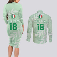 Custom Italy Football Couples Matching Long Sleeve Bodycon Dress and Long Sleeve Button Shirt Nazionale di calcio dell'Italia