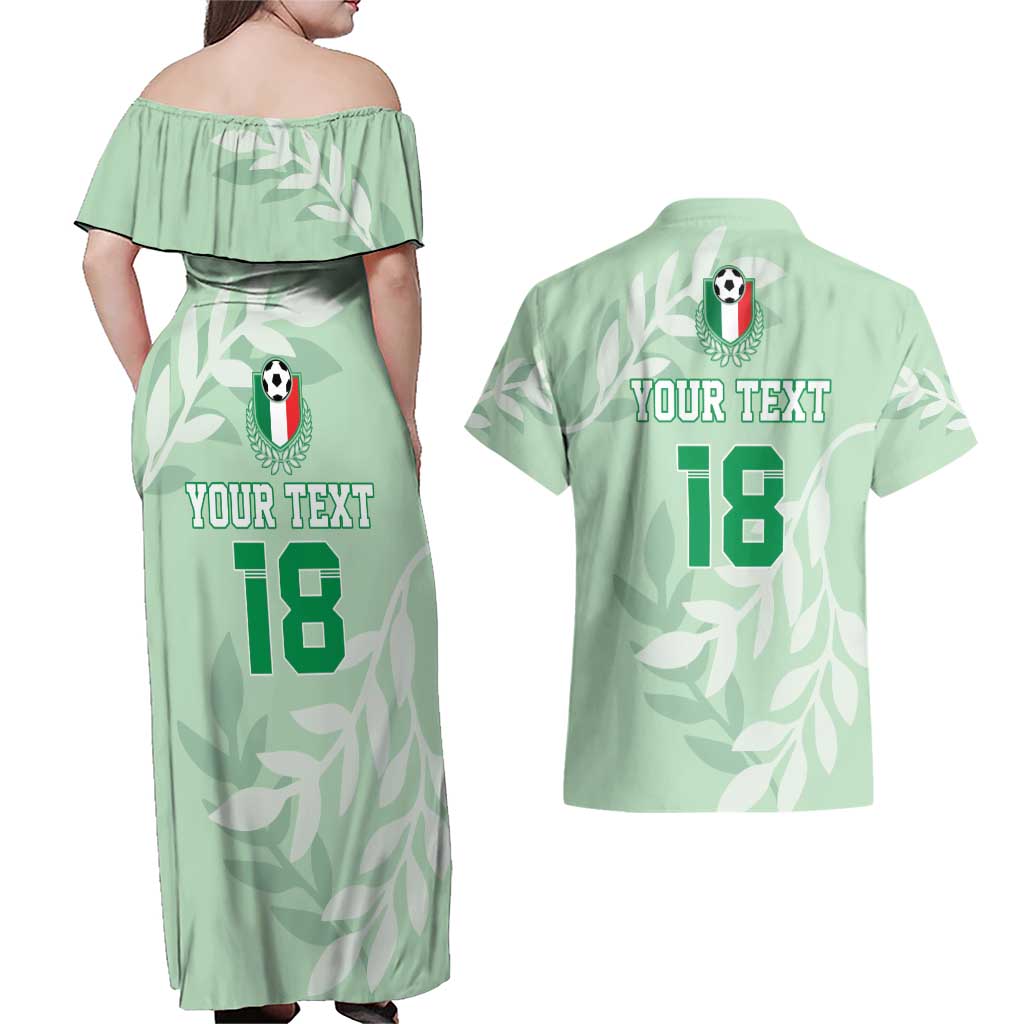 Custom Italy Football Couples Matching Off Shoulder Maxi Dress and Hawaiian Shirt Nazionale di calcio dell'Italia