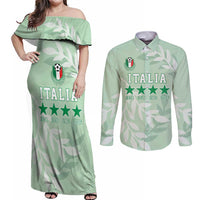 Custom Italy Football Couples Matching Off Shoulder Maxi Dress and Long Sleeve Button Shirt Nazionale di calcio dell'Italia