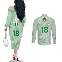 Custom Italy Football Couples Matching Off The Shoulder Long Sleeve Dress and Long Sleeve Button Shirt Nazionale di calcio dell'Italia