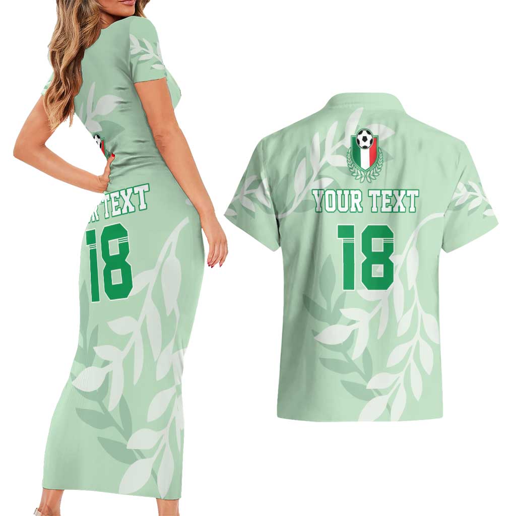 Custom Italy Football Couples Matching Short Sleeve Bodycon Dress and Hawaiian Shirt Nazionale di calcio dell'Italia