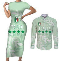 Custom Italy Football Couples Matching Short Sleeve Bodycon Dress and Long Sleeve Button Shirt Nazionale di calcio dell'Italia