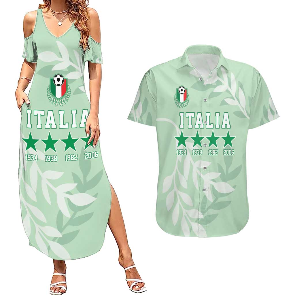 Custom Italy Football Couples Matching Summer Maxi Dress and Hawaiian Shirt Nazionale di calcio dell'Italia