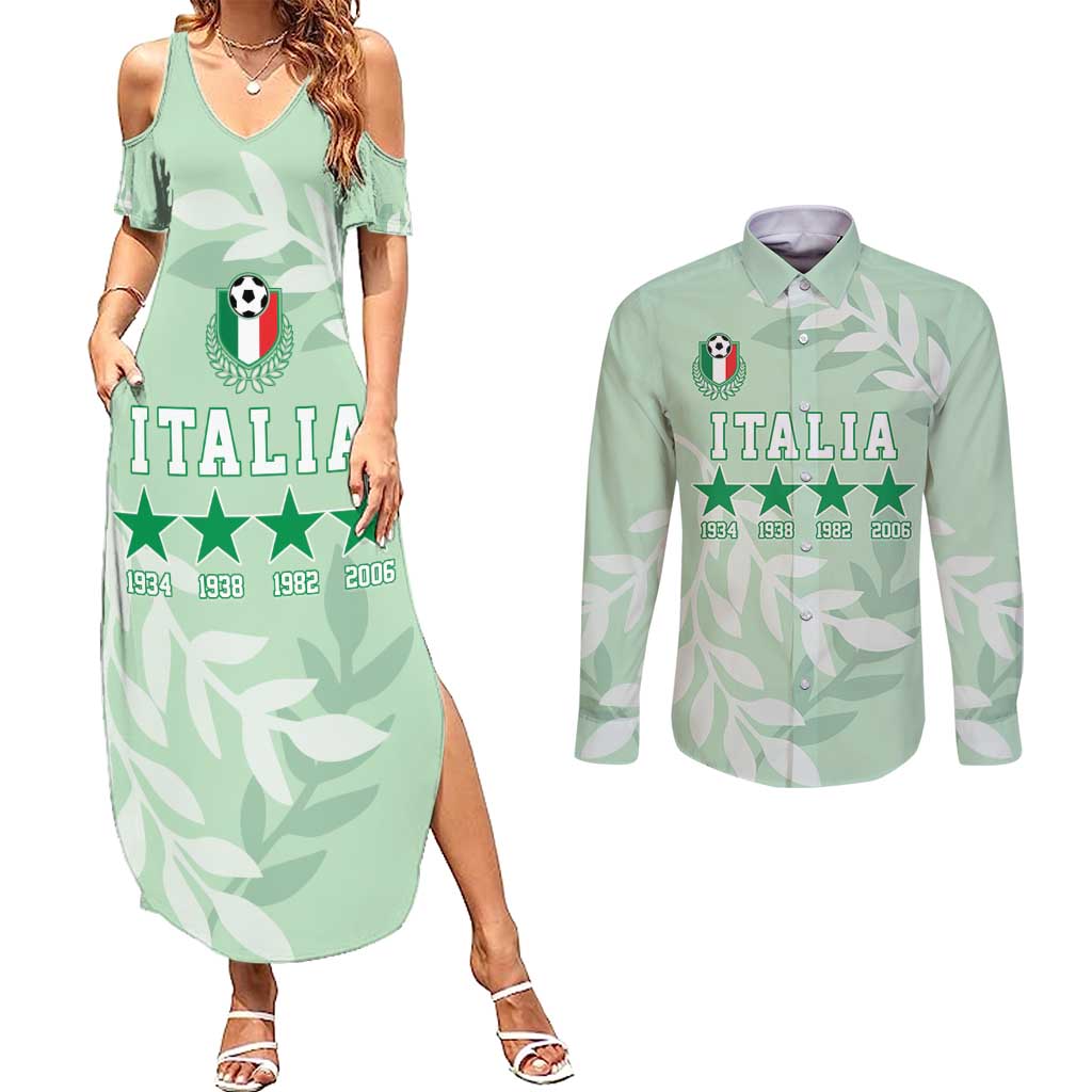 Custom Italy Football Couples Matching Summer Maxi Dress and Long Sleeve Button Shirt Nazionale di calcio dell'Italia