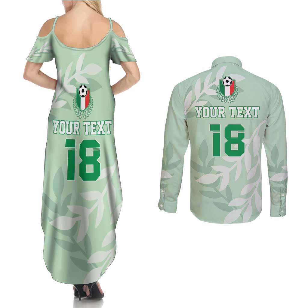 Custom Italy Football Couples Matching Summer Maxi Dress and Long Sleeve Button Shirt Nazionale di calcio dell'Italia