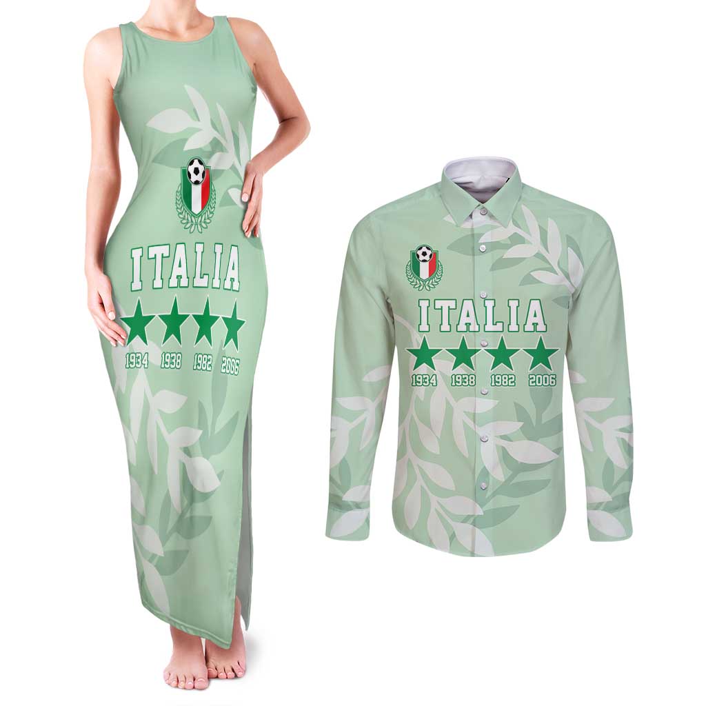 Custom Italy Football Couples Matching Tank Maxi Dress and Long Sleeve Button Shirt Nazionale di calcio dell'Italia