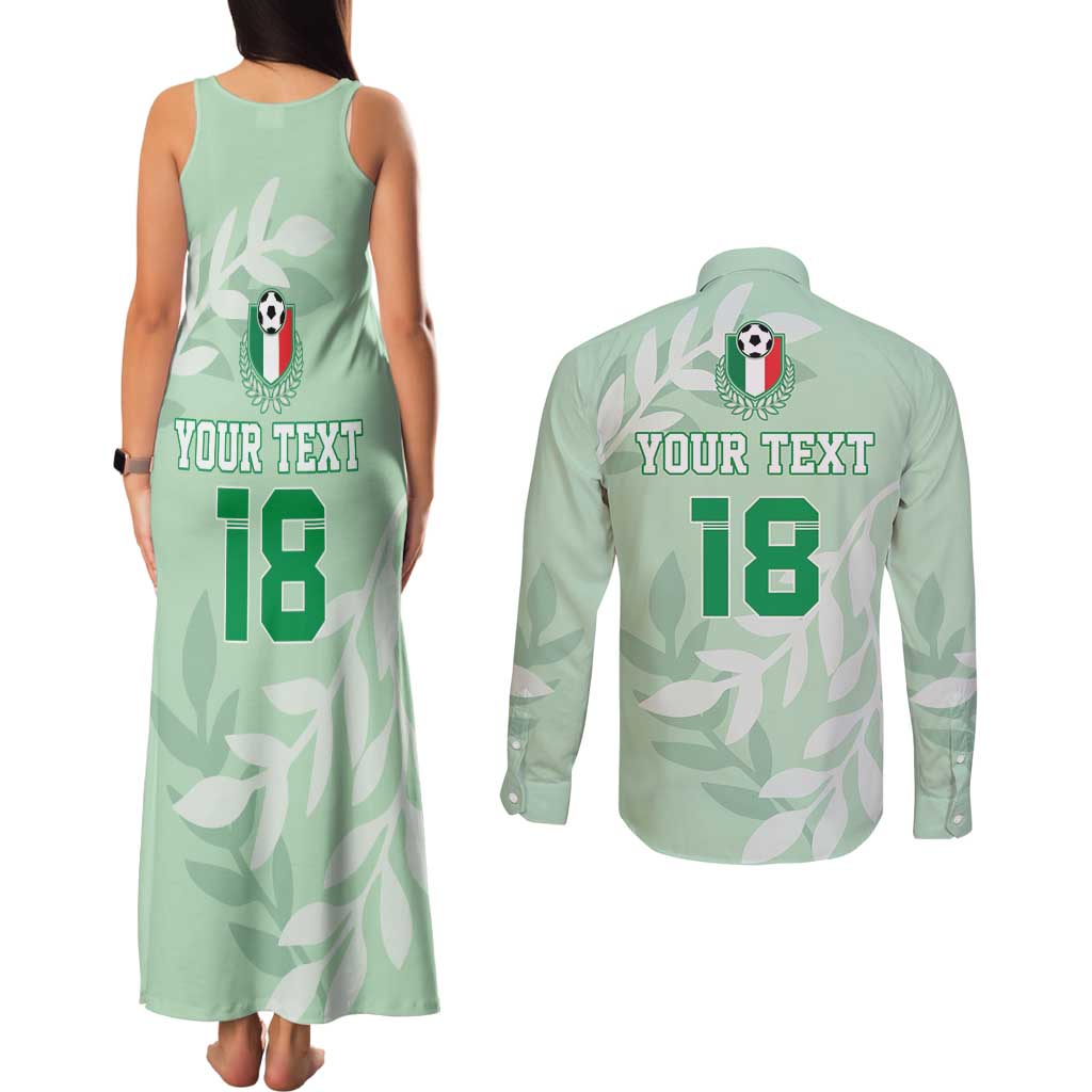 Custom Italy Football Couples Matching Tank Maxi Dress and Long Sleeve Button Shirt Nazionale di calcio dell'Italia