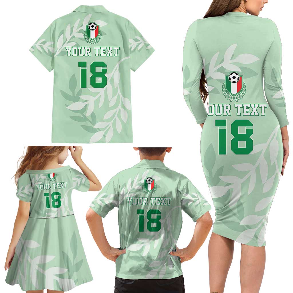 Custom Italy Football Family Matching Long Sleeve Bodycon Dress and Hawaiian Shirt Nazionale di calcio dell'Italia