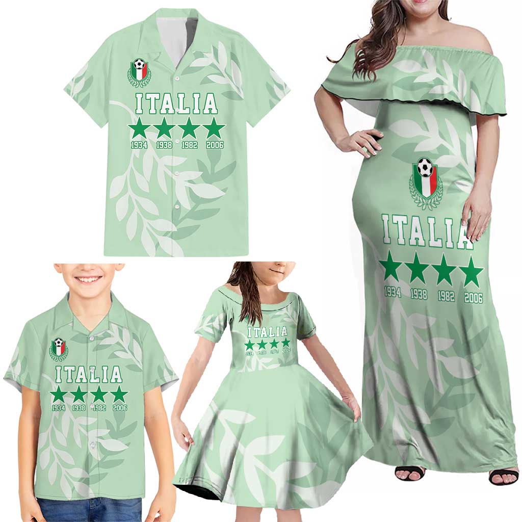 Custom Italy Football Family Matching Off Shoulder Maxi Dress and Hawaiian Shirt Nazionale di calcio dell'Italia