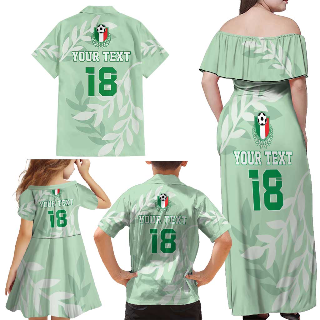 Custom Italy Football Family Matching Off Shoulder Maxi Dress and Hawaiian Shirt Nazionale di calcio dell'Italia