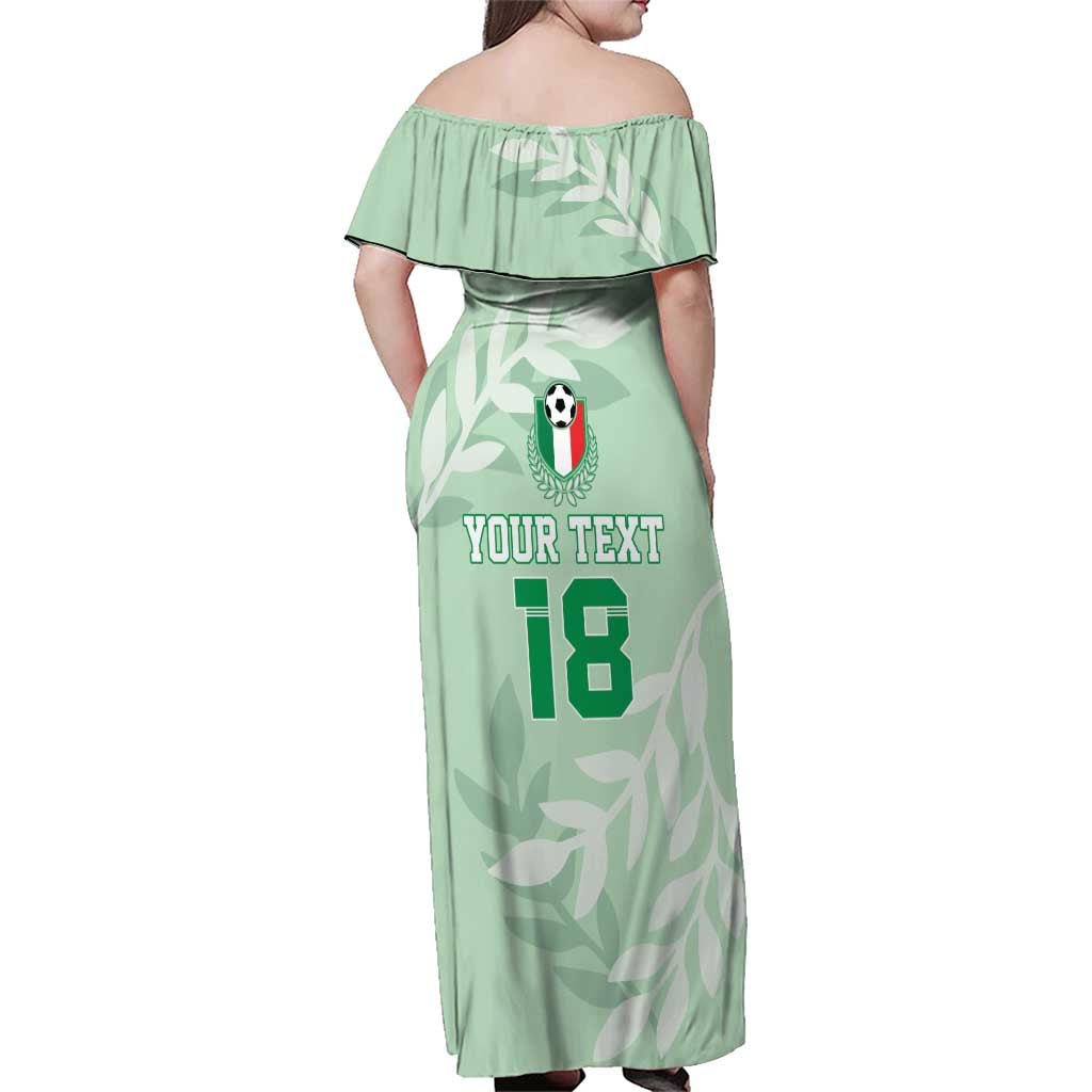 Custom Italy Football Family Matching Off Shoulder Maxi Dress and Hawaiian Shirt Nazionale di calcio dell'Italia