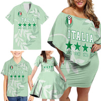 Custom Italy Football Family Matching Off Shoulder Short Dress and Hawaiian Shirt Nazionale di calcio dell'Italia