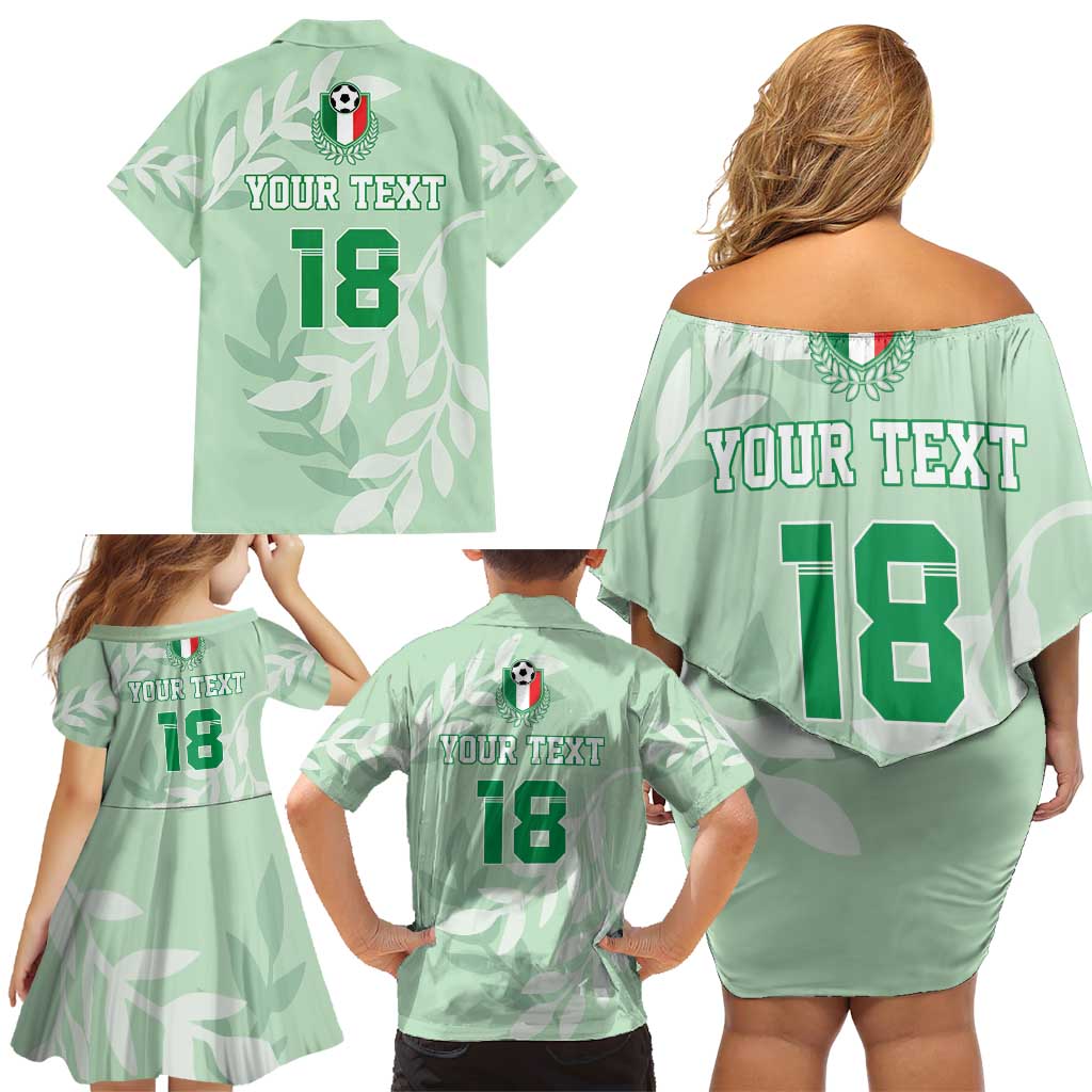 Custom Italy Football Family Matching Off Shoulder Short Dress and Hawaiian Shirt Nazionale di calcio dell'Italia