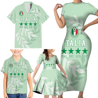 Custom Italy Football Family Matching Short Sleeve Bodycon Dress and Hawaiian Shirt Nazionale di calcio dell'Italia