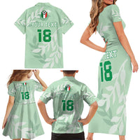 Custom Italy Football Family Matching Short Sleeve Bodycon Dress and Hawaiian Shirt Nazionale di calcio dell'Italia