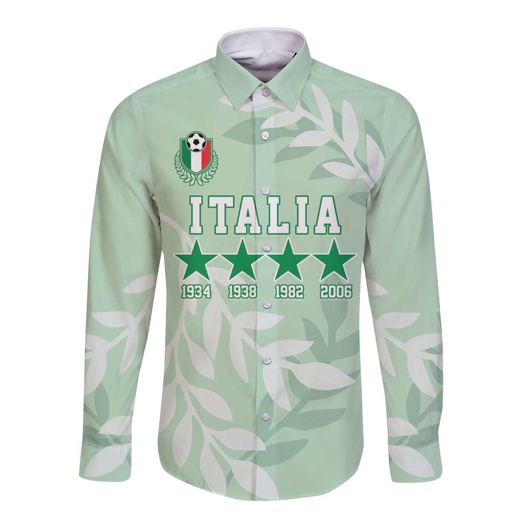 Custom Italy Football Long Sleeve Button Shirt Nazionale di calcio dell'Italia