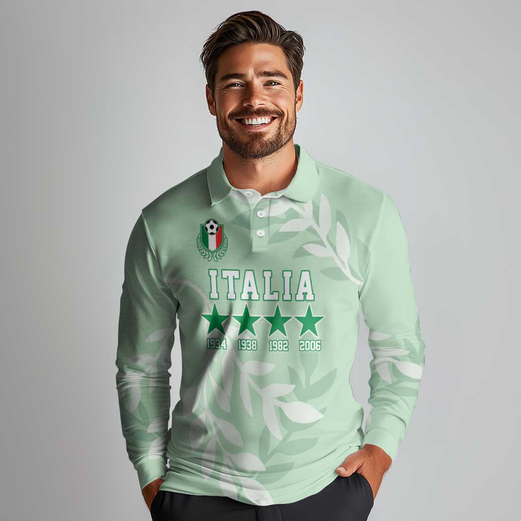 Custom Italy Football Long Sleeve Polo Shirt Nazionale di calcio dell'Italia