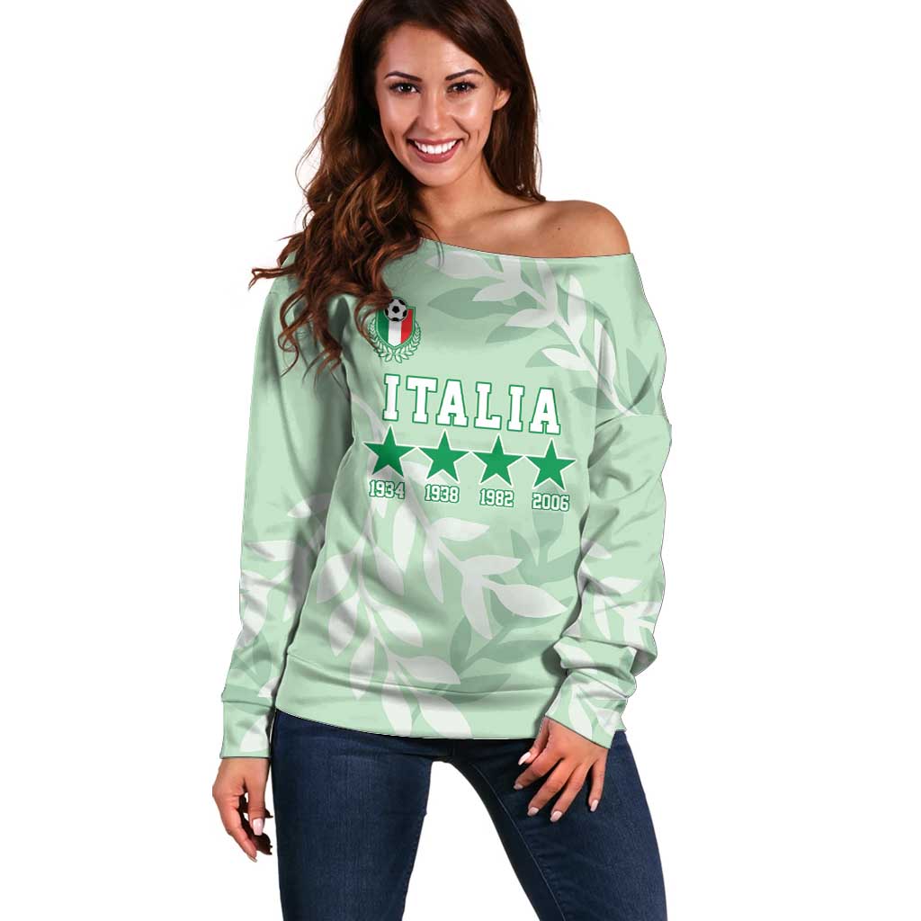 Custom Italy Football Off Shoulder Sweater Nazionale di calcio dell'Italia