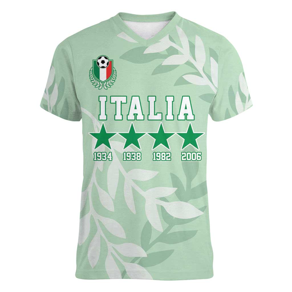 Custom Italy Football Women V-Neck T-Shirt Nazionale di calcio dell'Italia