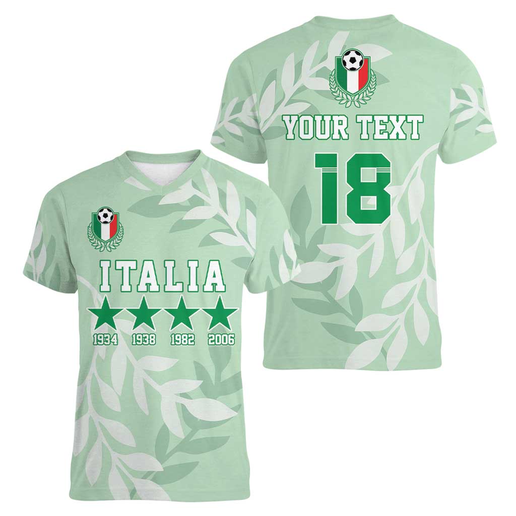 Custom Italy Football Women V-Neck T-Shirt Nazionale di calcio dell'Italia