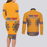 Personalized Haiti Dashiki Couples Matching Long Sleeve Bodycon Dress and Long Sleeve Button Shirt - Wonder Print Shop