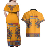 Personalized Haiti Dashiki Couples Matching Off Shoulder Maxi Dress and Hawaiian Shirt - Wonder Print Shop