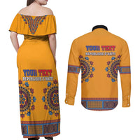 Personalized Haiti Dashiki Couples Matching Off Shoulder Maxi Dress and Long Sleeve Button Shirt - Wonder Print Shop