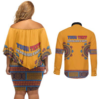 Personalized Haiti Dashiki Couples Matching Off Shoulder Short Dress and Long Sleeve Button Shirt - Wonder Print Shop