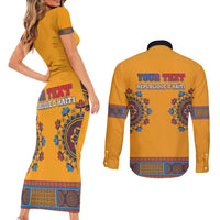 Personalized Haiti Dashiki Couples Matching Short Sleeve Bodycon Dress and Long Sleeve Button Shirt - Wonder Print Shop