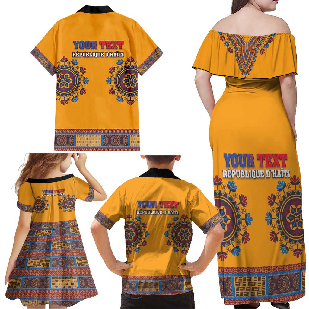 Personalized Haiti Dashiki Family Matching Off Shoulder Maxi Dress and Hawaiian Shirt - Wonder Print Shop