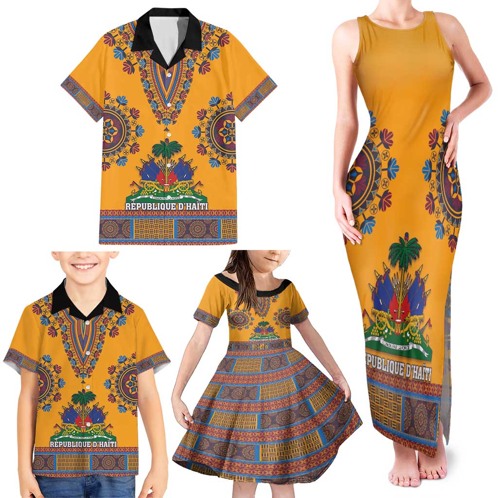 Personalized Haiti Dashiki Family Matching Tank Maxi Dress and Hawaiian Shirt - Wonder Print Shop