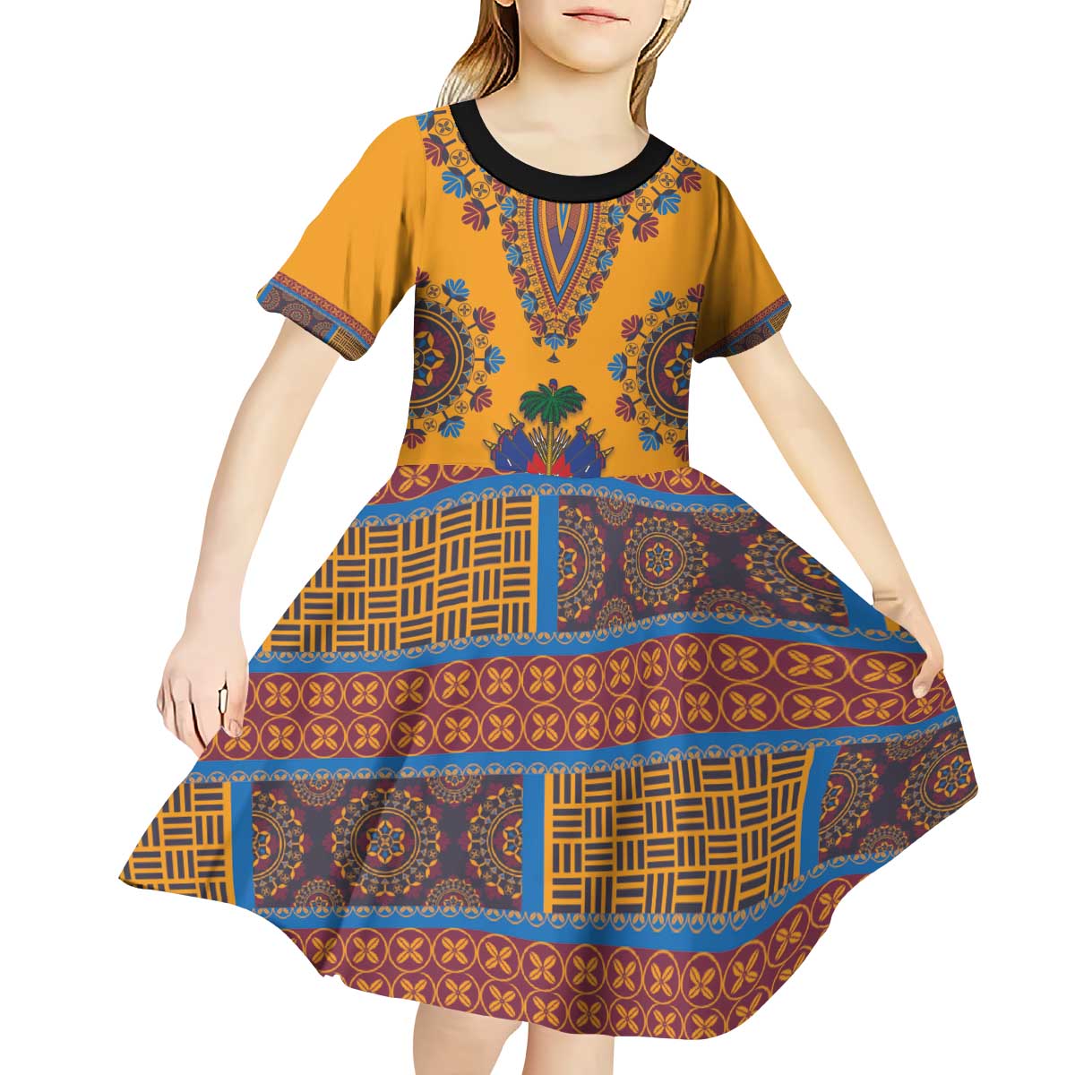 Personalized Haiti Dashiki Kid Short Sleeve Dress - Wonder Print Shop