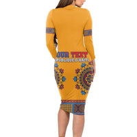 Personalized Haiti Dashiki Long Sleeve Bodycon Dress - Wonder Print Shop