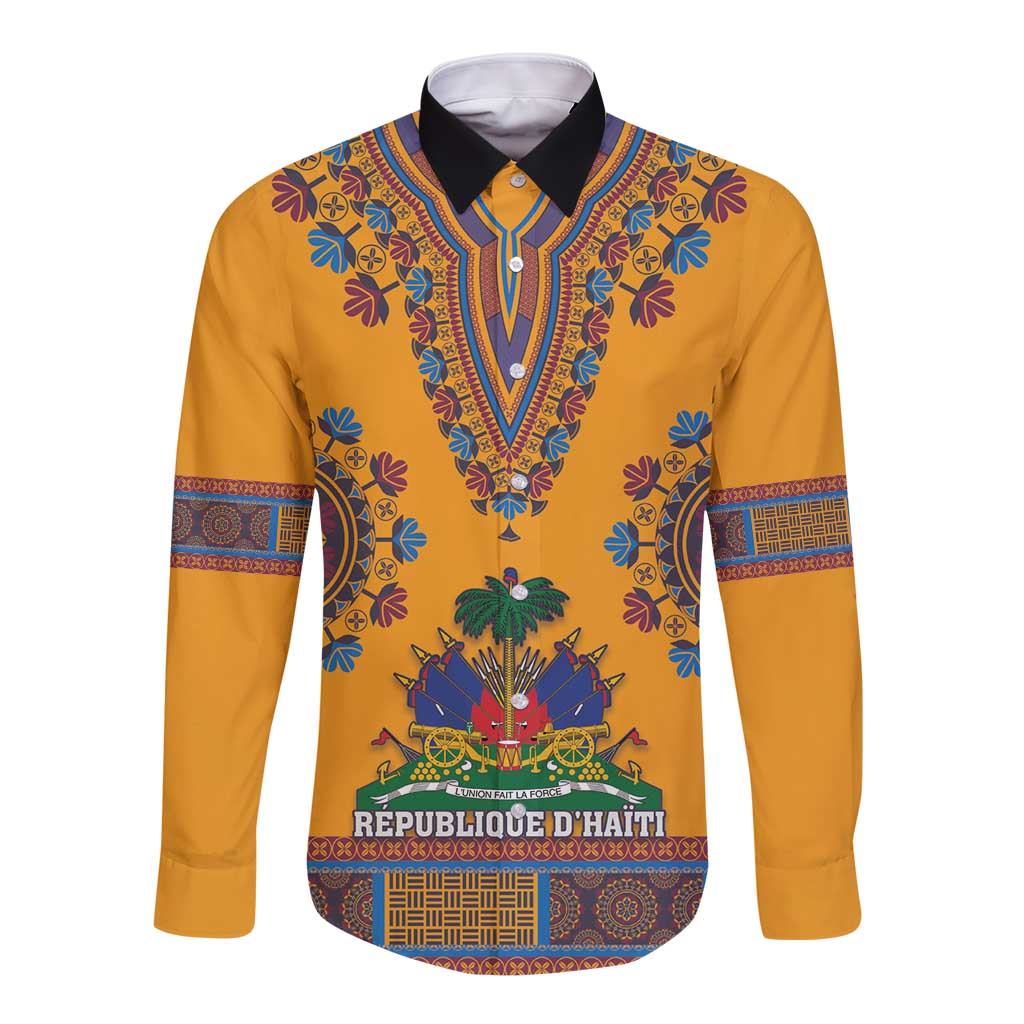 Personalized Haiti Dashiki Long Sleeve Button Shirt - Wonder Print Shop